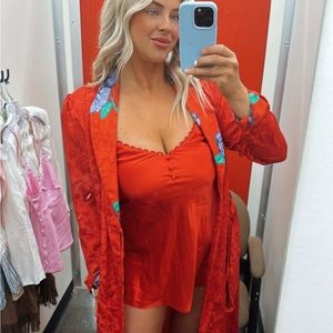 Red vintage slip dress lingerie